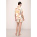 Cotton-like Floral Print Short Sleeve and Shorts Pajama Set, Soft Milk Silk Home Wear