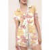 Cotton-like Floral Print Short Sleeve and Shorts Pajama Set, Soft Milk Silk Home Wear