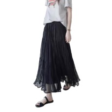 Spring High-Waisted Pleated Mesh Skirt  Lavender Purple A-Line Tiered Skirt