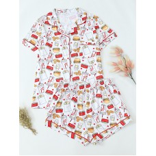 Popular Hamburg printed short sleeved shorts, pajamas, and home wear Popular Hamburg printed short sleeved shorts, pajamas, and home wear