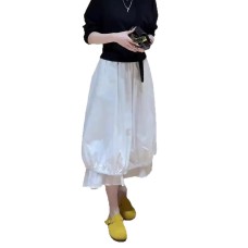 Charming White Puff Skirt  High Waist Mid-Length Bubble Skirt