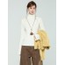 Chiffon Color Semi-High Neck Rose Knit Inner Long Sleeve