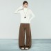 Chiffon Color Semi-High Neck Rose Knit Inner Long Sleeve