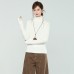 Chiffon Color Semi-High Neck Rose Knit Inner Long Sleeve