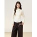 High Neck Pleated Hollow Long Sleeve Base Layer Top