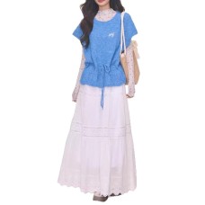 Short Sleeve Top for Women with Flutter Floral Mesh Underlayer