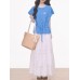 Short Sleeve Top for Women with Flutter Floral Mesh Underlayer