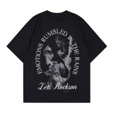 Eagle Cross Letter Printed Round Neck Short Sleeve