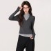 Grey Half-High Neck Faux Two-Piece Long Sleeve T-Shirt