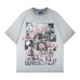 Character letter printing spray painting washing making old short sleeves