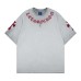 Embroidered metal cross washed short sleeved shirt with letters