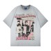 Rock band character print washed and worn short sleeved shirt