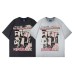 Rock band character print washed and worn short sleeved shirt