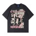 Rock band character print washed and worn short sleeved shirt