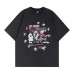 Character letters star prints spray painted washed and worn short sleeves