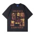 Character pattern letter print round neck short sleeved shirt