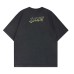 Washed letter character back pattern printed round neck short sleeved shirt