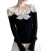 Elegant Unique Floral Embroidered Long Sleeve Round Neck Women's Top