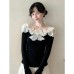 Elegant Unique Floral Embroidered Long Sleeve Round Neck Women's Top