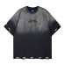 Embroidered gradient letters washed with water worn out perforated short sleeves Embroidered gradient letters washed with water worn out perforated short sleeves