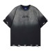 Embroidered gradient letters washed with water worn out perforated short sleeves Embroidered gradient letters washed with water worn out perforated short sleeves