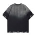 Embroidered gradient letters washed with water worn out perforated short sleeves Embroidered gradient letters washed with water worn out perforated short sleeves