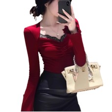 Red Lace Paneling Unique and Stylish Design Elegant and Distinctive Look