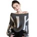 Chic and Unique Gray Striped Off-Shoulder Elegant and Noble