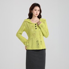 Green Long Sleeve Loose Fitting Top for Women