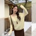 Sweet Shoulder-Baring Boat Neck Long Sleeve Knit Top