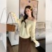 Sweet Shoulder-Baring Boat Neck Long Sleeve Knit Top