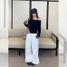 Patchwork Asymmetrical Neck Off-Shoulder Long Sleeve