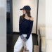 Patchwork Asymmetrical Neck Off-Shoulder Long Sleeve
