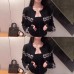 Black Jacquard Knit Cardigan High-end Inner Layering Set with Strapless 