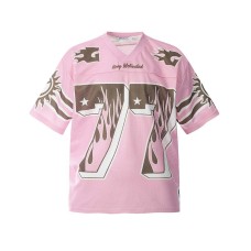 Flame digital print V-neck sports style short sleeved shirt