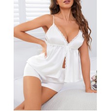 Solid color printed sexy camisole shorts Solid color home underwear two-piece set of home clothes