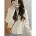 Elegant Unique Stylish Lace Knitted Cardigan Coat with Colorful Buttons