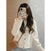 Elegant Unique Stylish Lace Knitted Cardigan Coat with Colorful Buttons