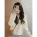 Elegant Unique Stylish Lace Knitted Cardigan Coat with Colorful Buttons