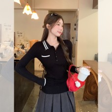 Black Polo Neck Slim Fit Inner Long Sleeve Top