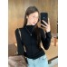 Black High Neck Ruffled Elegant Inner Top