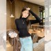 Black High Neck Ruffled Elegant Inner Top