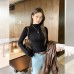 Black High Neck Ruffled Elegant Inner Top