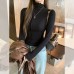 Black High Neck Ruffled Elegant Inner Top