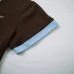 Retro fake two contrasting Henry collar short sleeved women