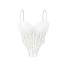 Slimming lace mesh suspender strapless