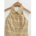 Checkered neck hanging sleeveless top