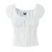 Square collar drawstring strap slim fit top