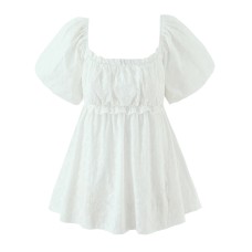Square collar short sleeved top
