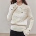 Fluffy Sweet Girl Style Stand Collar Knit  Inner Layer Polo Neck Top